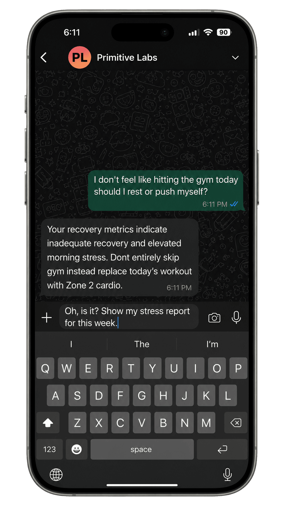 Primitive Labs AI chatbot for Whoop and Oura insights